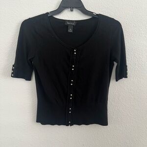 White House Black Market Black Fitted snap Button Down Shirt medium